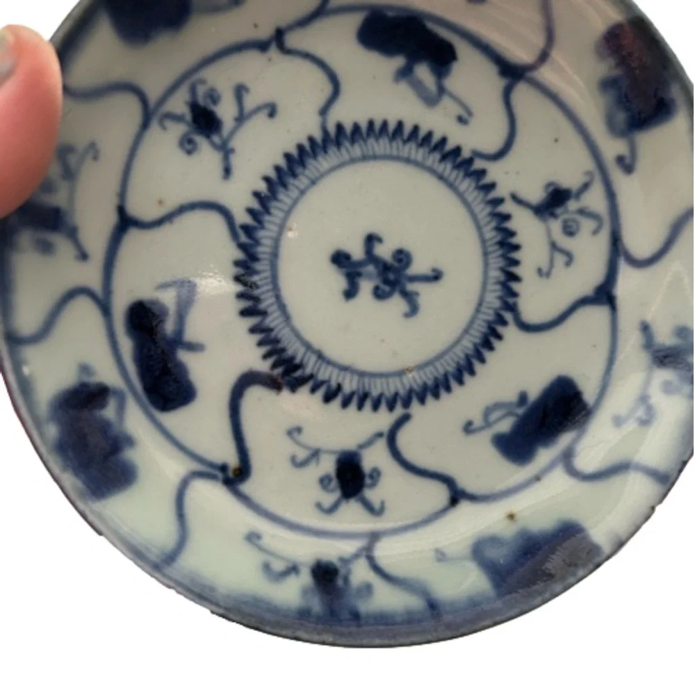 Vintage Chinese Blue and White Plate with Mark Inside Double Circle